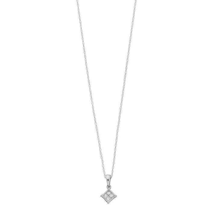 10k Gold 1/10 Carat T.w. Diamond Pendant, Women's, Size: 18, White