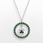 Logoart Boston Celtics Silver Tone Crystal Logo Charm Circle Pendant, Women's, Size: 18, Green