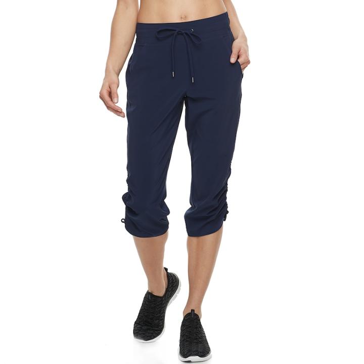 Women's Tek Gear&reg; Ruched Woven Capris, Size: Xl, Dark Blue