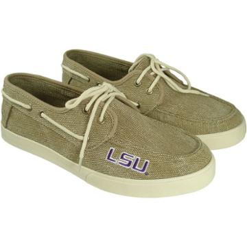 Men's Lsu Tigers Captain Boat Shoes, Size: 10, Beig/green (beig/khaki)