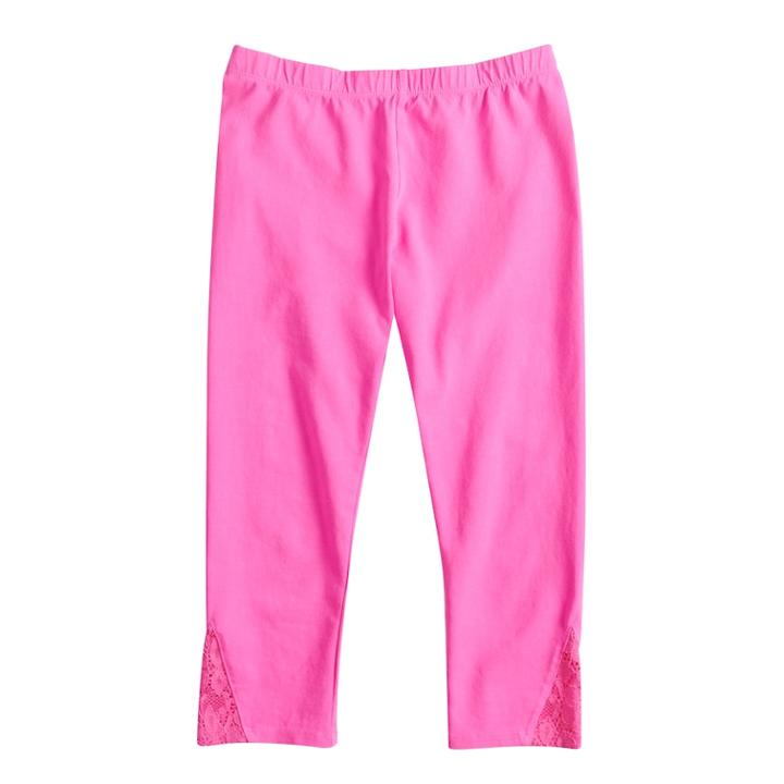 Girls 7-16 & Plus Size So&reg; Lace Hem Capri Leggings, Size: 12, Brt Pink