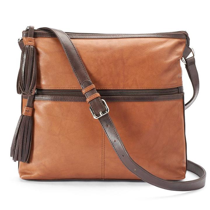 Ili Leather Tassled Crossbody Bag, Women's, Brown