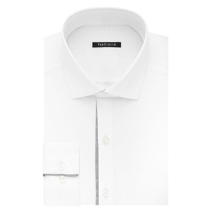 Men's Van Heusen Slim-fit Flash/fx Dress Shirt, Size: M-32/33, White