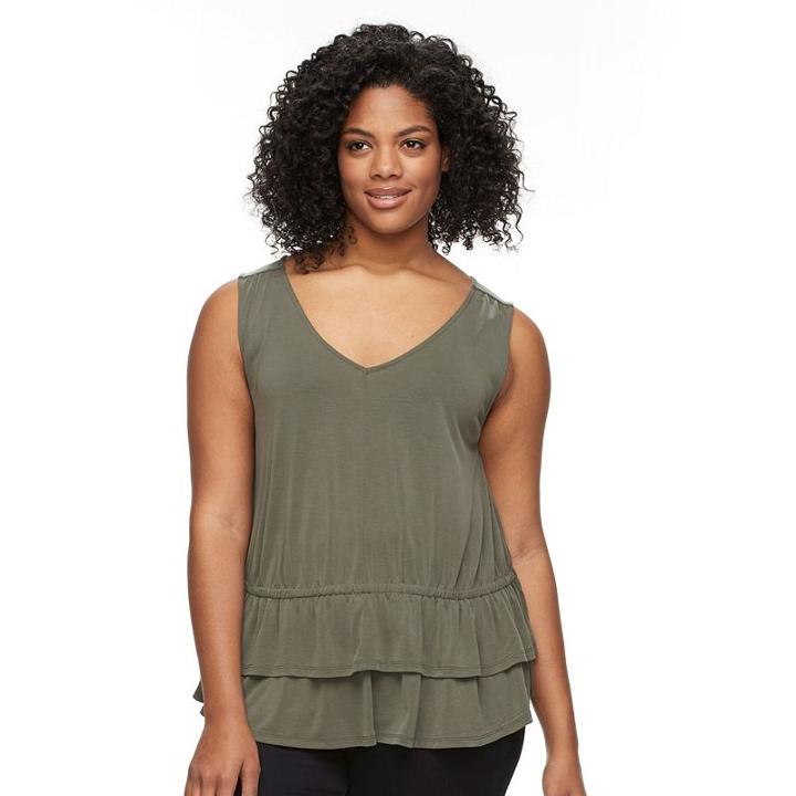 Plus Size Apt. 9&reg; Ruffle V-neck Top, Women's, Size: 4xl, Green