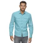 Men's Marc Anthony Slim-fit Textured Stretch Button-down Shirt, Size: Medium, Turquoise/blue (turq/aqua)