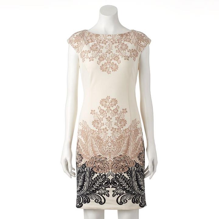 Women's Suite 7 Scroll Sheath Dress, Size: 10, White Oth