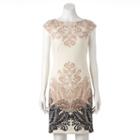 Women's Suite 7 Scroll Sheath Dress, Size: 10, White Oth