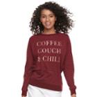 Juniors' Fifth Sun Coffee, Couch & Chill Graphic Top, Teens, Size: Small, Dark Red