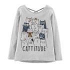 Girls 4-14 Carter's Cattitude Graphic Tee, Size: 4-5, Light Grey