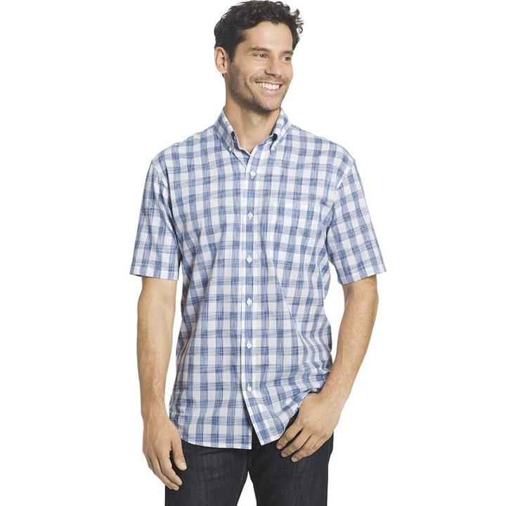 Men's Arrow Coastal Cove Classic-fit Plaid Button-down Shirt, Size: Large, Blue Other