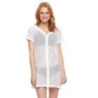 Women's Beach Scene Lace Cover-up, Size: Large, White