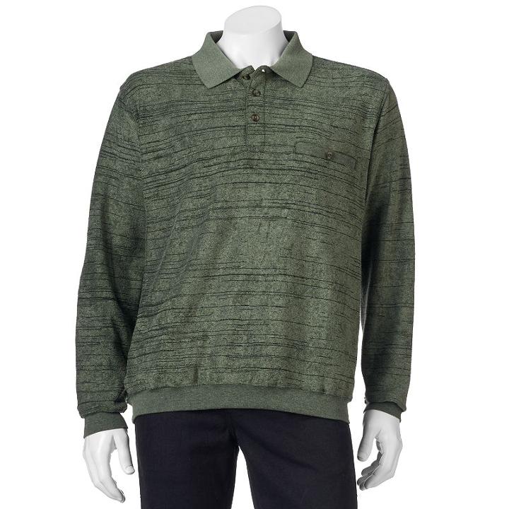 Men's Safe Harbor Classic-fit Striped Banded-bottom Polo, Size: Large, Green Oth