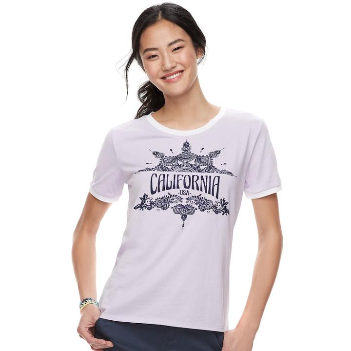 Juniors' California Henna Graphic Tee, Teens, Size: Xs, Lt Purple