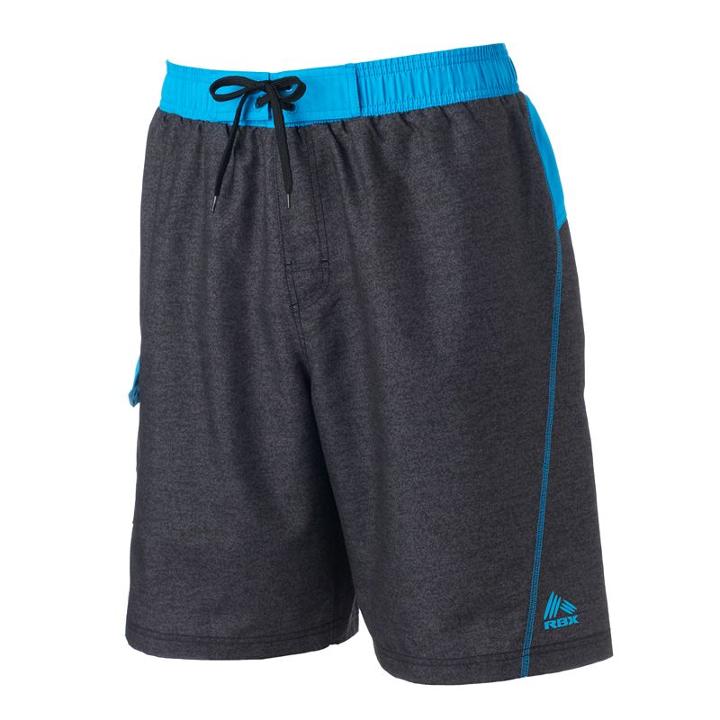 Men's Rbx Heathered Performance Swim Trunks, Size: Medium, Grey