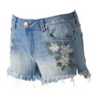 Juniors' Tinseltown Floral Denim Shortie Shorts, Girl's, Size: 7, Brt Blue