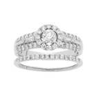 14k White Gold 1 Carat T.w. Igl Certified Diamond Halo Engagement Ring Set, Women's, Size: 7.50