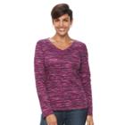 Women's Croft & Barrow&reg; Classic Long Sleeve V-neck Tee, Size: Medium, Dark Pink