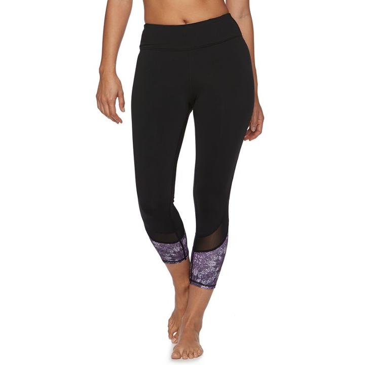 Gaiam, Women's Om Mesh Capri Yoga Leggings, Size: Large, Oxford