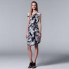 Women's Simply Vera Vera Wang Printed Pleat Dress, Size: Large, Dark Blue
