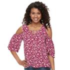 Juniors' So&reg; Crisscross Cold-shoulder Top, Girl's, Size: Xs, Med Pink