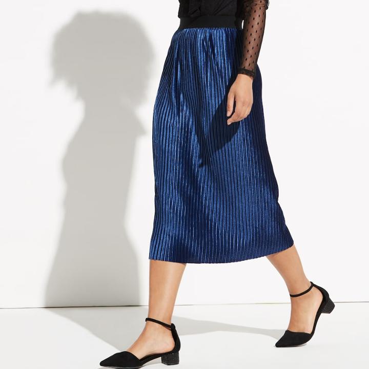 K/lab Pleated Velvet Midi Skirt, Teens, Size: Xs, Light Blue