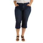 Plus Size Lee Relaxed Fit Denim Capris, Women's, Size: 16 - Regular, Dark Blue