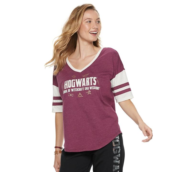 Juniors' Harry Potter Hogwarts Icons Football Graphic Tee, Teens, Size: Medium, Red