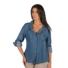 Women's Harve Benard Roll-tab Chambray Shirt, Size: Small, Blue Other