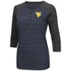 Women's Campus Heritage West Virginia Mountaineers 3/4-sleeve Henley Tee, Size: Xl, Dark Blue