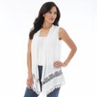 Women's Ab Studio Lace-hem Cozy Vest, Size: Regular, White Oth
