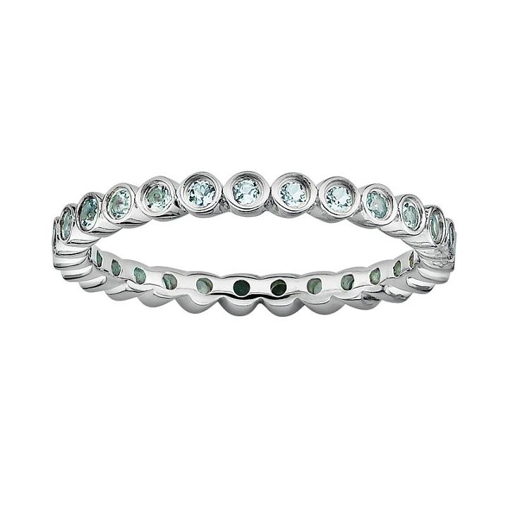 Stacks And Stones Sterling Silver Aquamarine Stack Ring, Women's, Size: 9, Blue