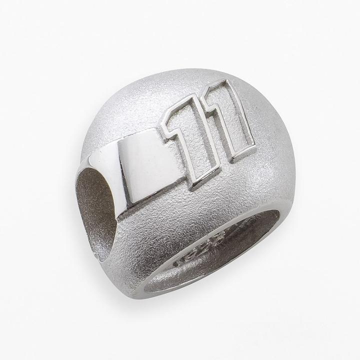 Insignia Collection Nascar Denny Hamlin Sterling Silver 11 Helmet Bead, Women's, Grey