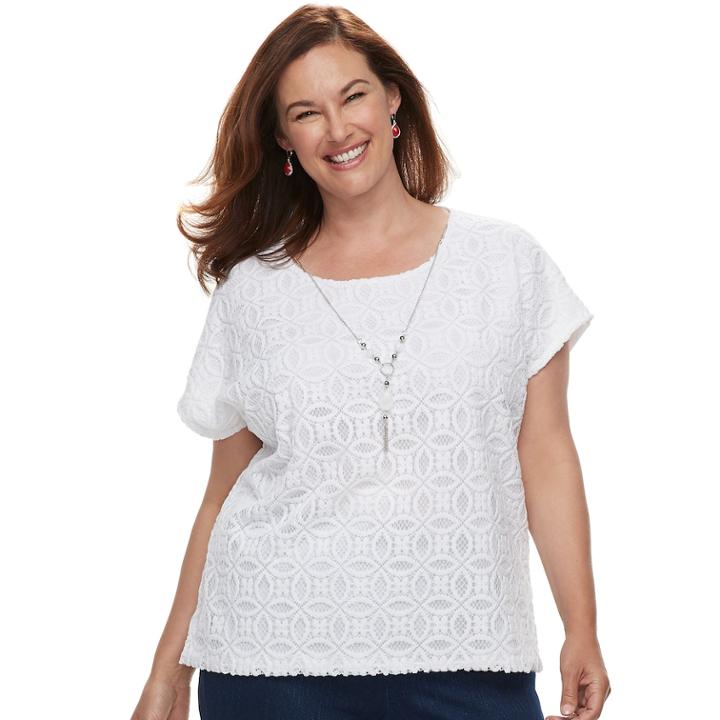 Plus Size Alfred Dunner Studio Lace Top, Women's, Size: 3xl, White