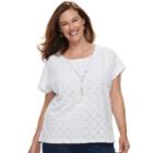 Plus Size Alfred Dunner Studio Lace Top, Women's, Size: 3xl, White