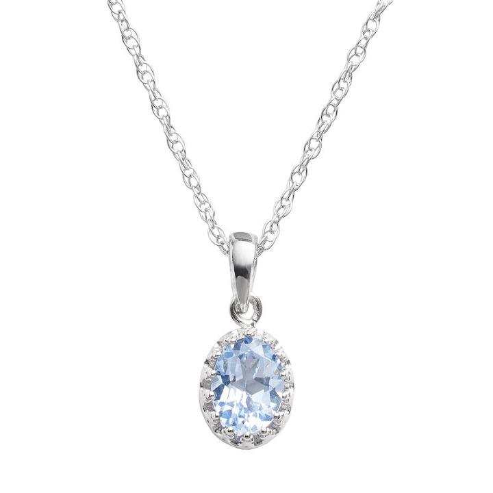 Tiara Sterling Silver Lab-created Aquamarine Oval Pendant, Women's, Size: 18, Blue