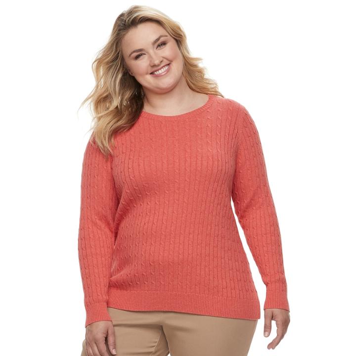 Plus Size Croft & Barrow&reg; Essential Cable-knit Sweater, Women's, Size: 3xl, Drk Orange