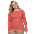 Plus Size Croft & Barrow&reg; Essential Cable-knit Sweater, Women's, Size: 3xl, Drk Orange