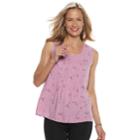 Women's Croft & Barrow&reg; Print Pintuck Tank, Size: Medium, Med Pink