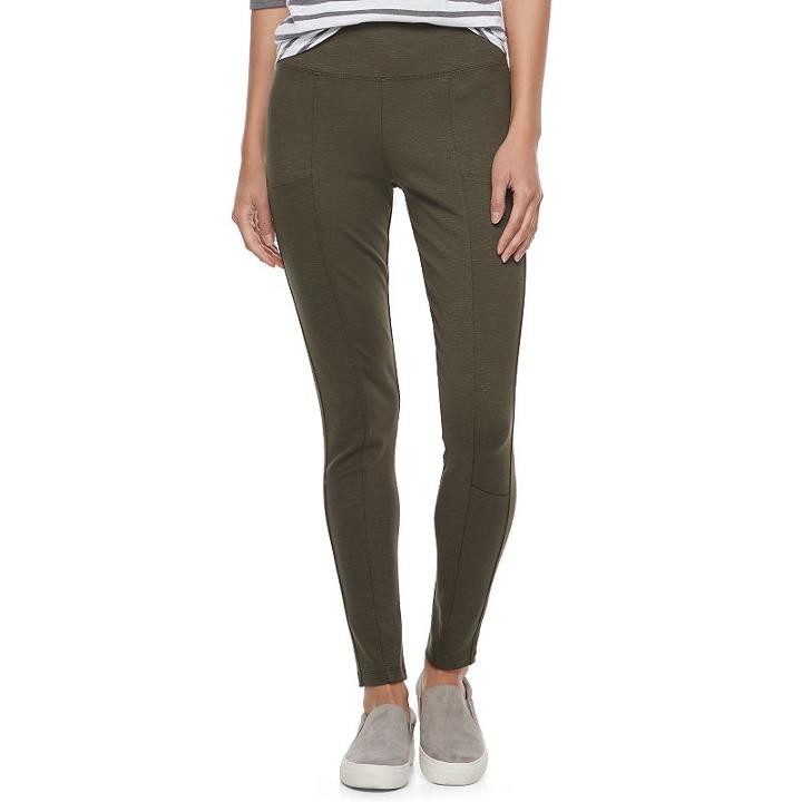 Juniors' Mudd&reg; Ponte Moto Leggings, Teens, Size: M Long, Green Oth