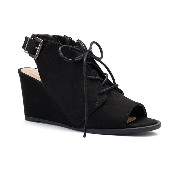 So&reg; Podcast Women's Wedge Sandals, Size: Medium (6.5), Black