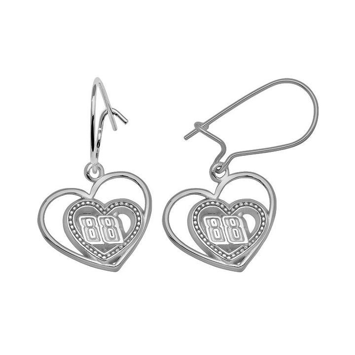 Insignia Collection Nascar Dale Earnhardt Jr. Sterling Silver 88 Heart Drop Earrings, Women's, Grey