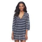 Women's Apt. 9&reg; Striped Burnout Tunic Cover-up, Size: Xl, Blue (navy)