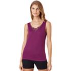 Plus Size Cuddl Duds Softech Venice Lace-trim Tank, Women's, Size: 2xl, Med Purple