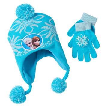 Disney's Frozen Anna & Elsa Girls Hat & Gloves Set, Girl's, Dark Brown