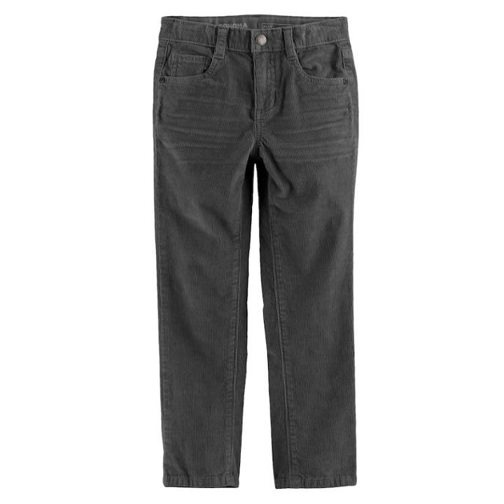 Boys 4-7x Sonoma Goods For Life&trade; Stretch Corduroy Pants, Size: 7, Dark Grey