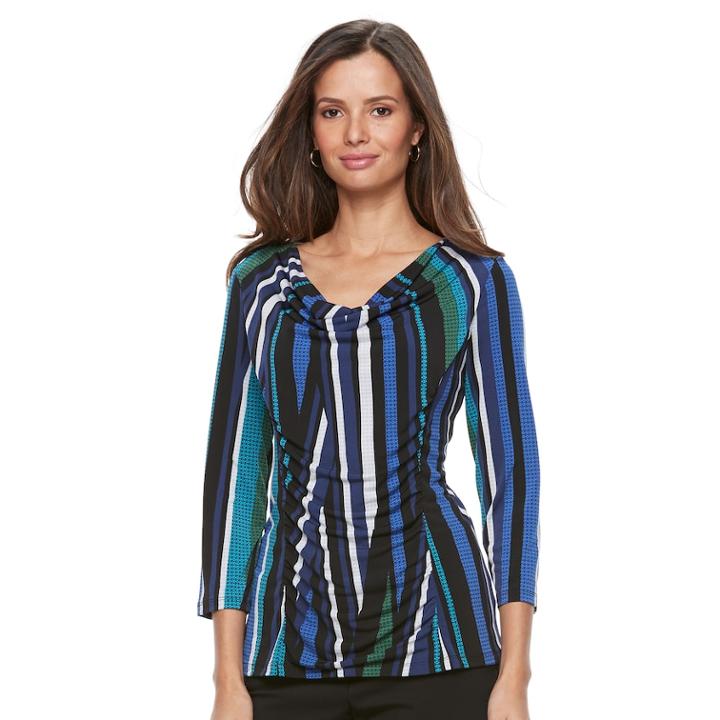 Women's Dana Buchman 3/4-sleeve Cowlneck Top, Size: Xl, Blue