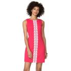 Women's Chaps Lace-trim Jacquard Dress, Size: 14, Red