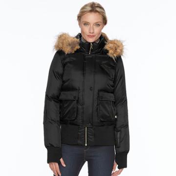 Women's Triple Star Quilted Bomber Jacket, Size: Xl, Black