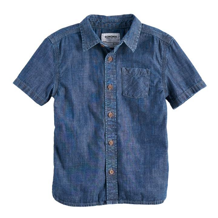 Boys 4-7x Sonoma Goods For Life&trade; Chambray Button Down Shirt, Size: 7x, Blue