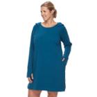 Plus Size Tek Gear&reg; Hooded Long Sleeve Dress, Women's, Size: 2xl, Turquoise/blue (turq/aqua)